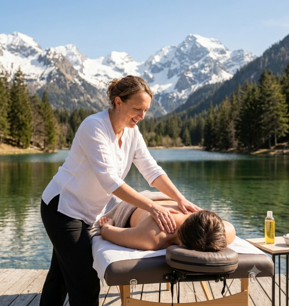 massage au bord de la montagne